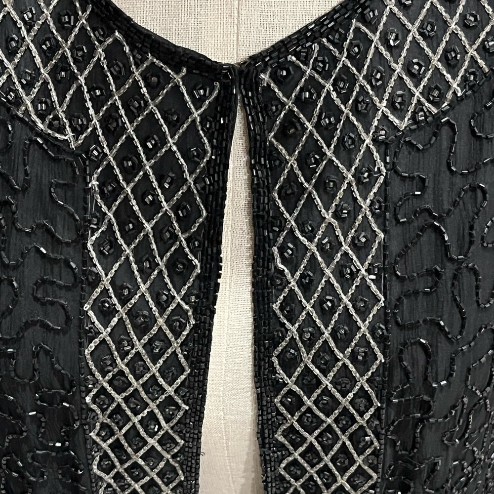 Black Beaded Open Front Jacket.  Christian Dior - Picture 2 of 9
